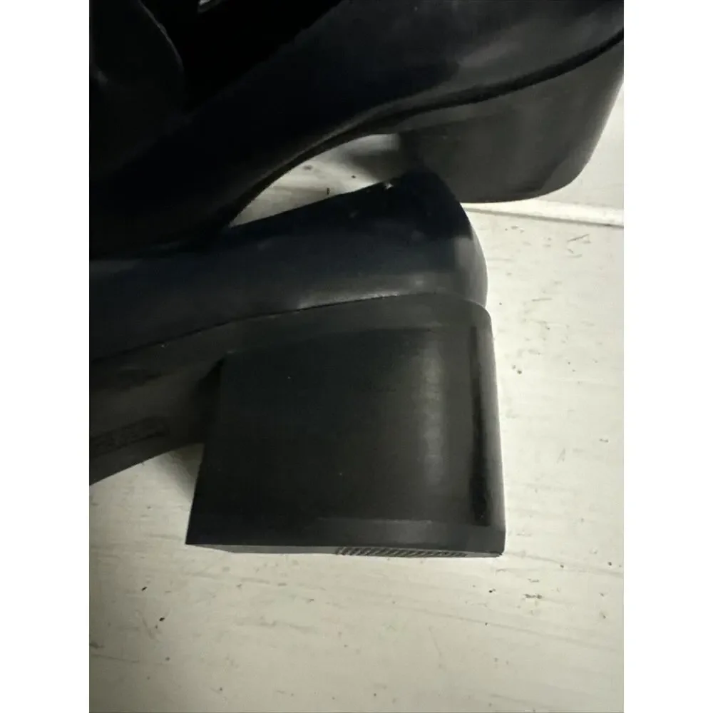 Vtg Y2K Liz‎ Claiborne Women’s 8.5N Narrow Loafers Navy Blue Leather Chunky Heel